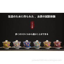 Imperial Court style enamel bowl Hand-painted tea bowl
